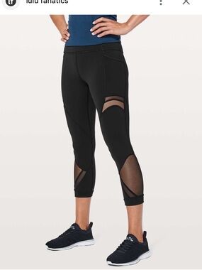 lululemon Black Performance Leggings Lululemon Womens Mesh In Motion Crop